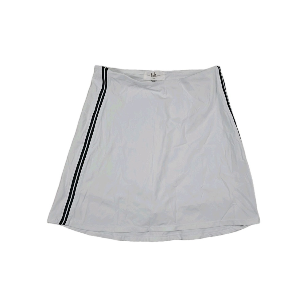 The Ish Label Womens White Athletic Skort Side Stripe Tennis Skirt Size Large